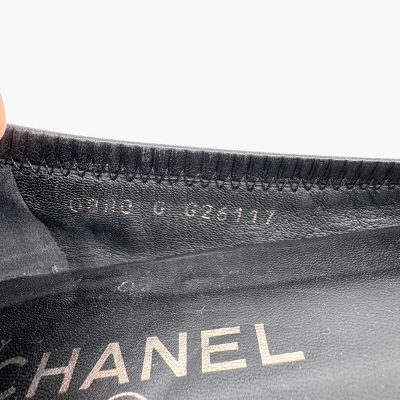 Chanel Cap Toe CC Ballet Flat Size 39 US 8-8.5 Black Pointed Toe Elastic Leather - Picture 14 of 15
